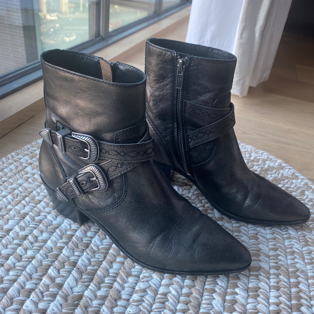 Frye Ellen Buckle Metallic Boots 7 Zip Harness Boho Festival